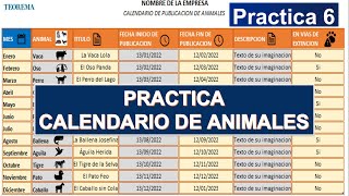 PRACTICA DEL CALENDARIO DE PUBLICACION DE ANIMALES EXCEL [upl. by Viradis]