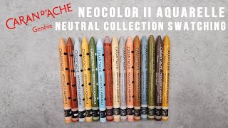 Caran dAche Neocolor II  2 Aquarelle neutralmuted collection swatching [upl. by Ob]