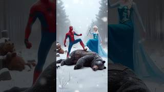 SpiderMan and Elsa Frozen vs Bear Aliens fight battle spiderman elsafrozen hulk animals [upl. by Serrano995]