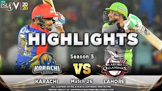 Lahore Qalandars vs Karachi Kings  Full Match Highlights  Match 26  12 March  HBL PSL 2020  MA2 [upl. by Jenette]