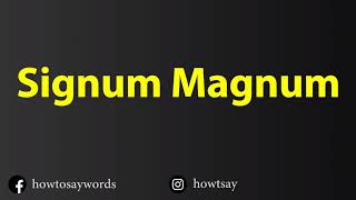 How To Pronounce Signum Magnum [upl. by Hearn486]