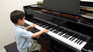 4 year old plays RCM Grade 7 piano Bach Invention No 1 in C Major BWV 772 [upl. by Armilla]