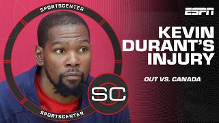 Kevin Durant out for Team USAs friendly vs Canada with calf strain  SportsCenter [upl. by Etiragram197]