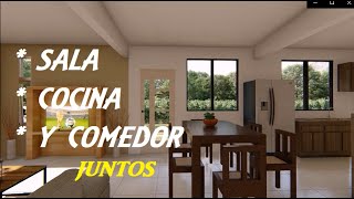 Plano de SALA COCINA Y comedor juntos [upl. by Ainwat]