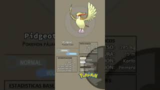 Pidgey Pidgeotto Pidgeot pokedex pokemongame kanto pokemongo anime shorts regionkanto [upl. by Druci]