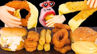 SUB│Lotteria Cheeseburger amp ShrimpBurger Fried Squid Chicken Nuggets ASMR Mukbang Eating Show [upl. by Poliard]