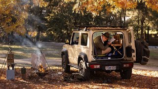 Solo Camping in Golden Autumn amp Sleep in Suzuki Jimny Army Mess Kits Cooking  ASMR [upl. by Leiad]