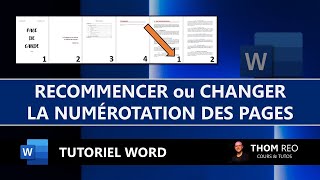 RECOMMENCER ou MODIFIER la NUMÉROTATION de page WORD  Tuto express [upl. by Antone]