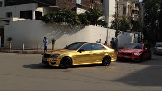 Gold C63 AMG w Innotech exhaust in Bangalore [upl. by Fauver]