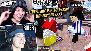 ROIER e QUACKITY aprendendo PALAVRÕES em PORTUGUÊS com RICHARLYSON no QSMP minecraft [upl. by Alleram]