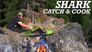 Shark and Salmon Catch amp Cook on a Bushcraft Smoker [upl. by Nosyerg521]