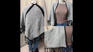 Tuto châle poncho granny au crochet [upl. by Aldon]