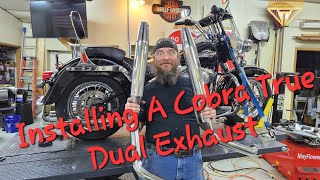 Installing a Cobra true dual exhaust on a Heritage Softail [upl. by Adnesor294]