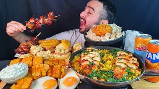 ASMR EATING NANDOS CHICKEN AND RICE DUMPLINGS CHICKEN DRUMSTICK CORN FRIED EGG [upl. by Allisurd]