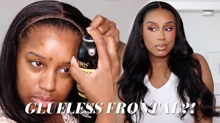 GLUELESS FRONTAL BEGINNER FRIENDLY WIG INSTALL  HERMOSA HAIR [upl. by Perla]