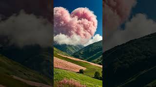 HeartShaped Cloud Over Serene Green Hills A Whimsical Mountain Landscape Ai Generated [upl. by Cordelia]