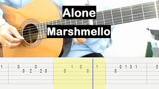 Marshmello Alone Guitar Tutorial Melody Guitar Tab Guitar Lessons for Beginners [upl. by Erotavlas]