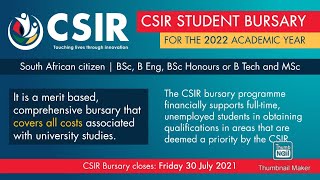 Bursaries  CSIR bursaries 2022  CSIR Bursary Part 1  Part 1 on CSIR bursaries requirements [upl. by Dett]