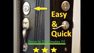 Entry door lock installation Easy and quick Great project for a beginner DIYer [upl. by Atkinson]