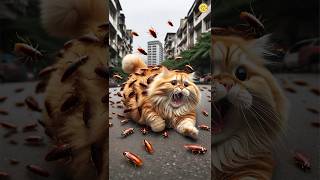 Help the cat with a lot of cockroaches 😱😿😭 cat ai catlover 貓 aicat [upl. by Adieren965]