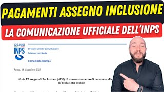 ASSEGNO DI INCLUSIONE pagamenti comunicazione ufficiale [upl. by Hills]