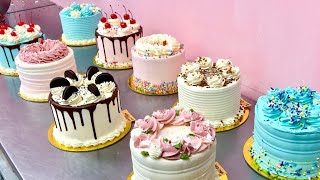 Decorating 9 Cakes in LESS than an HOUR  Unedited Cake Decorating Video 4K [upl. by Kedezihclem11]