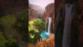 USA 🇺🇸 Havasu Havasu Falls a waterfall in the Grand Canyon [upl. by Prevot]