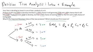 Decision Tree Analysis  Intro and Example with Expected Monetary Value [upl. by Abigael]