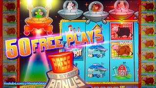 LIVE MOOLAH BONUS TRIGGER 50FREE GAMES Invaders Return From the Planet Moolah 1c WMS CASINO SLOTS [upl. by Pachton]