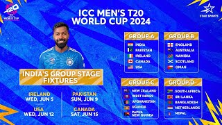 Full Schedule of ICC T20 WC 2024 India’s matches Group of Death amp the return of Super 8 [upl. by Blase]