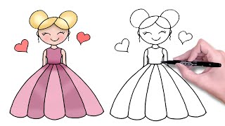 🌸 Como desenhar uma BONECA FOFA PRINCESA Desenho fofo e fácil para meninas de 7 a 12 anos [upl. by Pam]