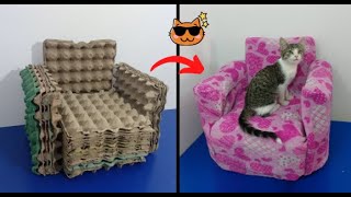 como hacer un sofa con cartones de huevo  sillon con cubetas de huevo recicladas [upl. by Auqinehs]