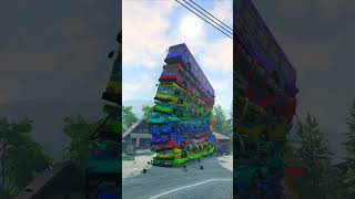 Bus Tower Crash Fall  BemNGdrive shorts beamng busyoutubeshorts shortvideo beamngdrive [upl. by Elyagiba]