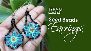 DIY Easy and Trendy Seed Beads Jewellery  Dainty Flower Earrings How to make jewelry [upl. by Chader]