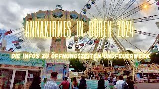 Annakirmes in Düren 2024 – die Infos zu Öffnungszeiten und Feuerwerk 4K [upl. by Lela256]