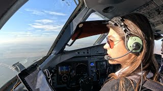 Beautiful Female Pilots In Cockpit  Airplane Take Off  Pilot View [upl. by Dnalhsa]