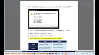 Fix An unexpected error has occurred in Final Fantasy XIV on Windows 1110 [upl. by Hayikaz]