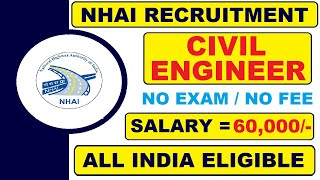 NHAI RECRUITMENT 2024  NO EXAMNO FEE  ALL INDIA JOB UPDATES [upl. by Trakas37]