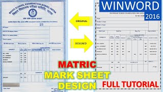 MATRIC MARKSHEET DESIGN FULL TUTORIAL  BSEB MARKSHEET DESIGN IN WORD 2016  InfoTechnoLife [upl. by Forland669]