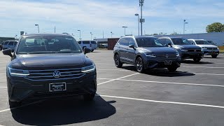 Trim comparison of 2022 VW Tiguans Tiguan S SE SE RLine SEL RLine [upl. by Egwan]