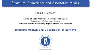 Network Analysis Lecture 7 Structural Equivalence and Assortative Mixing [upl. by Ylime864]