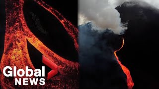 Lava rivers flow down Guatemalas Pacaya volcano [upl. by Septima196]