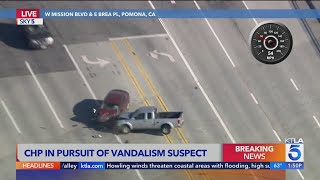 CHP pursuit ends with headon crash [upl. by Dnomhcir]