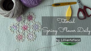 Spring flower doily Tatting Tutorial [upl. by Aynatahs]