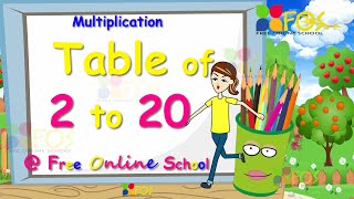 Table of 2 to 20  Multiplication Table 2 to 20  Learn  Free Online School FOS [upl. by Ji]