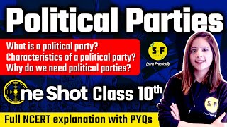 Political Parties One Shot  Class 10 CBSE Civics Social Science NCERT Exam 202324 with Reema maam [upl. by Eillah]