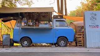 ASMR Cafe Vlog Mini coffee shop Café Hopping Van Cool Mobile Coffeebar Kopi Barista Work Relax Idea [upl. by Ardnohsed]