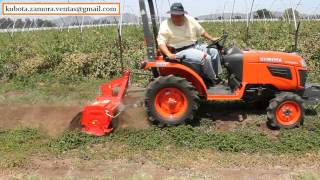 EAE ZAMORA Tractor Kubota B2320 Narrow y Rotovator Nardi 1m [upl. by Thebazile291]