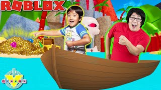 Ryan amp Daddy BUILD A BOAT FOR TREASURE in Roblox Where’s the Treasure [upl. by Aehs]