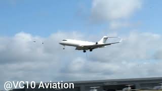 FAI Bombardier Global Express DAFAM Landing at Farnborough Airport [upl. by Amaty713]